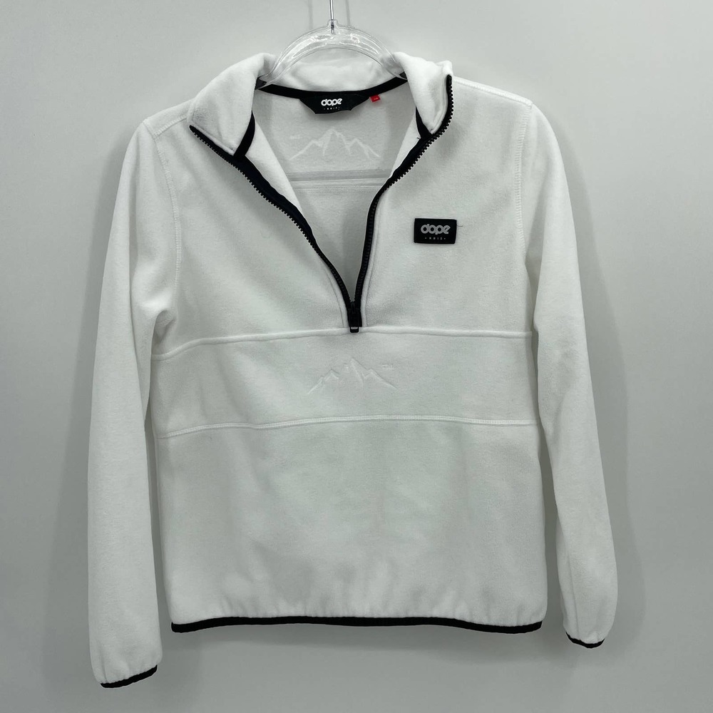 DOPE MMIX Fleece Womens Size XS White Pullover 1/2 Zip Layering Lightweight Warm